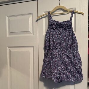 Janie and Jack Floral Romper - Navy and Pink